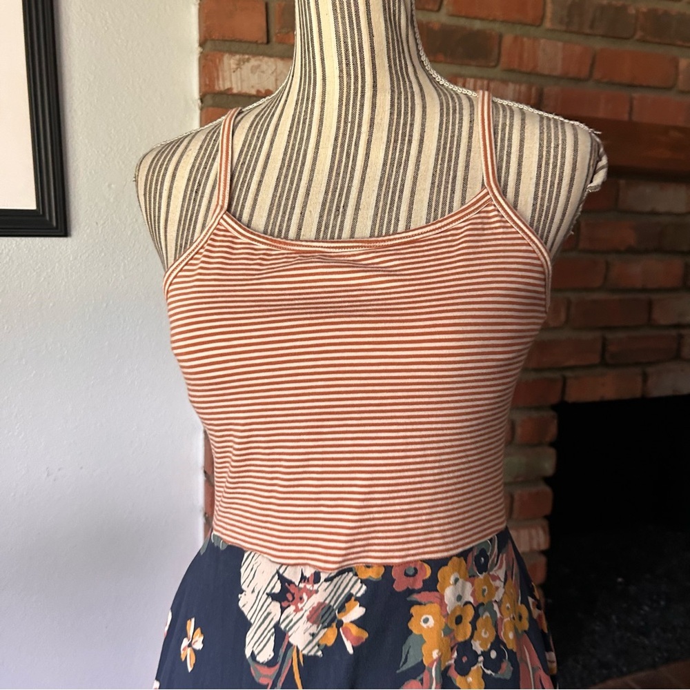 Pact Floral Print Fit n’ Flare Strappy Midi Dress in Blue Sz M - Picture 3 of 8